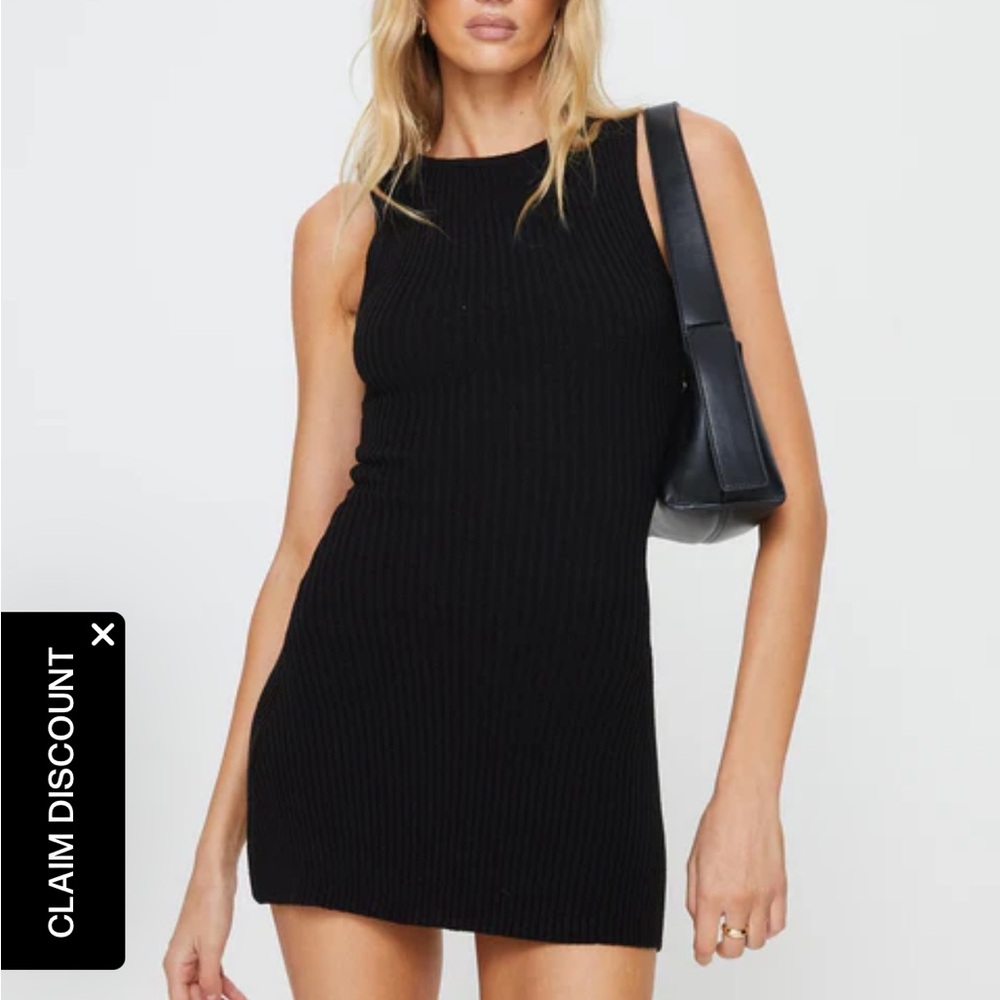 Princess Polly Black Mini Dress Crew Neck Sleeveless